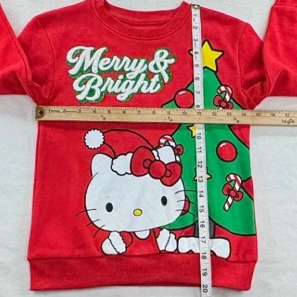Hello Kitty Girls XS Red Christmas Sweatshirt Merry & Bright Holiday